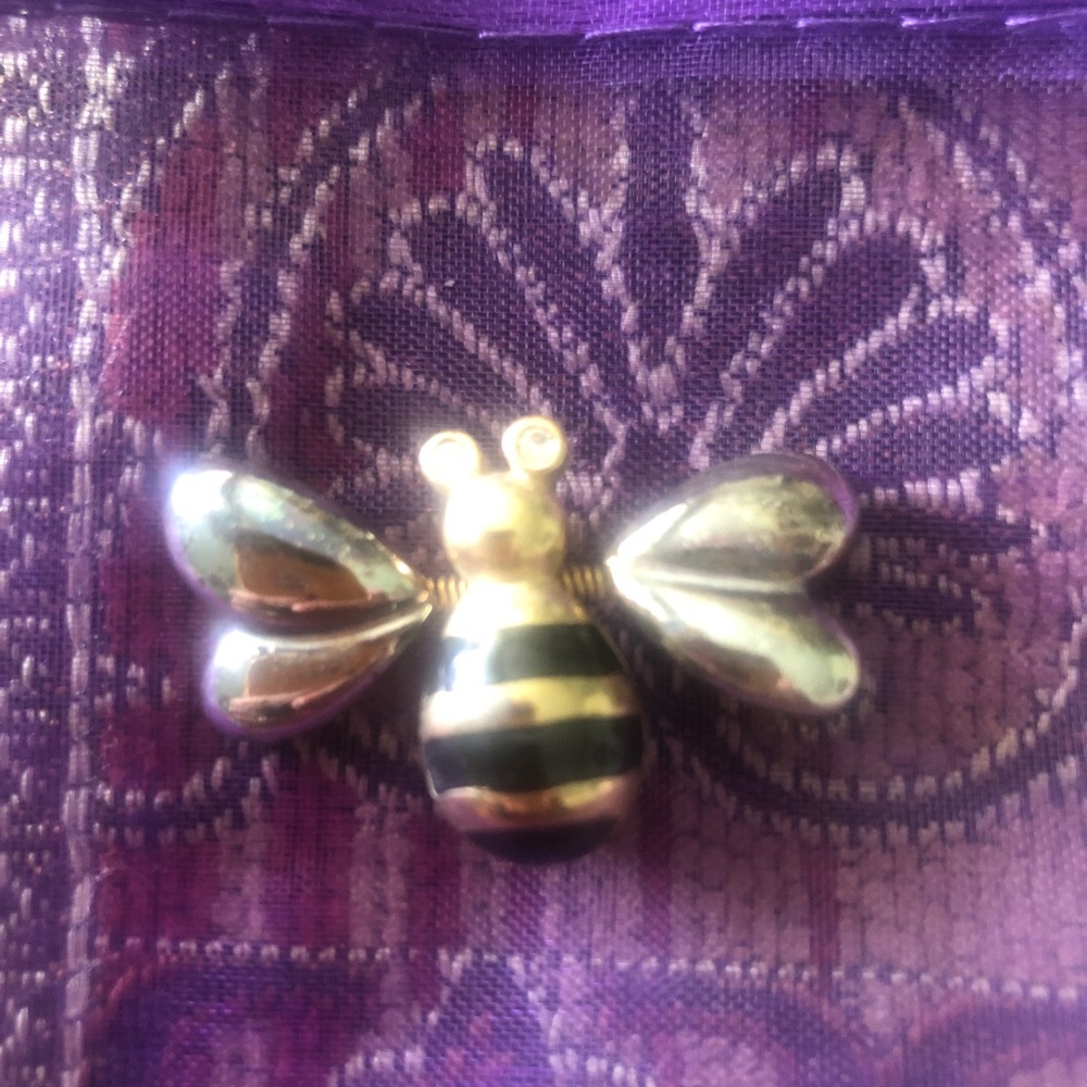 Vintage Bumblebee Brooch Trembler Moveable Spring Wings Rhinestone Eyes